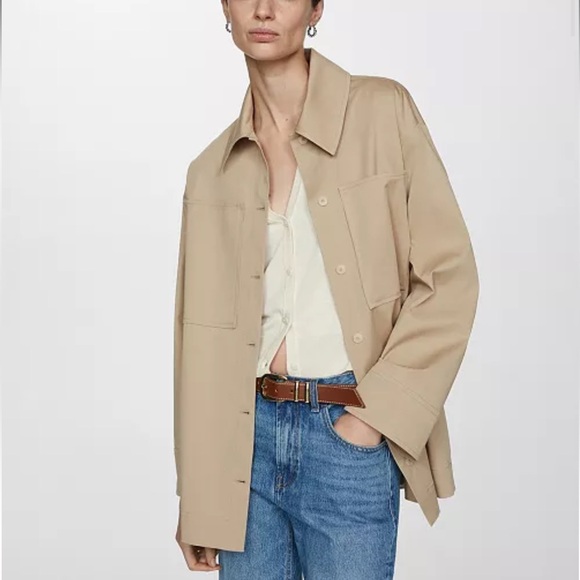 Mango Jackets & Blazers - MANGO
Women's Pockets Detail Oversized Overshirt Jacket Beige Utility Jacket